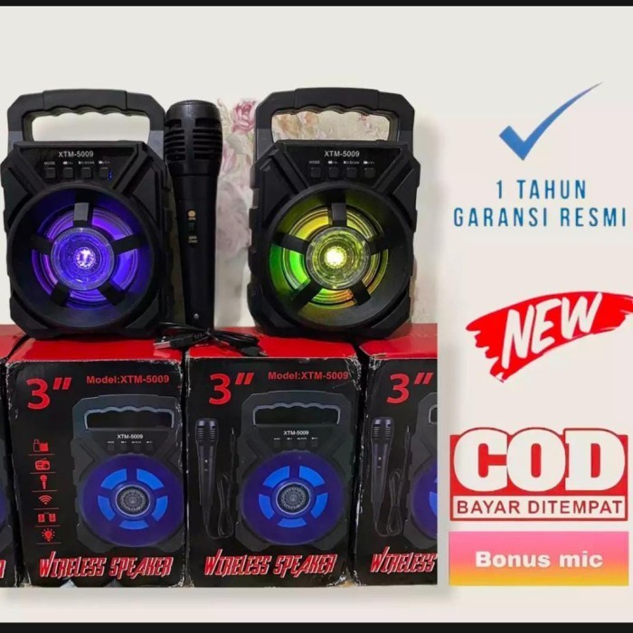 Speaker bluetooth XTM-5009 bonus mic karaoke portable 5009