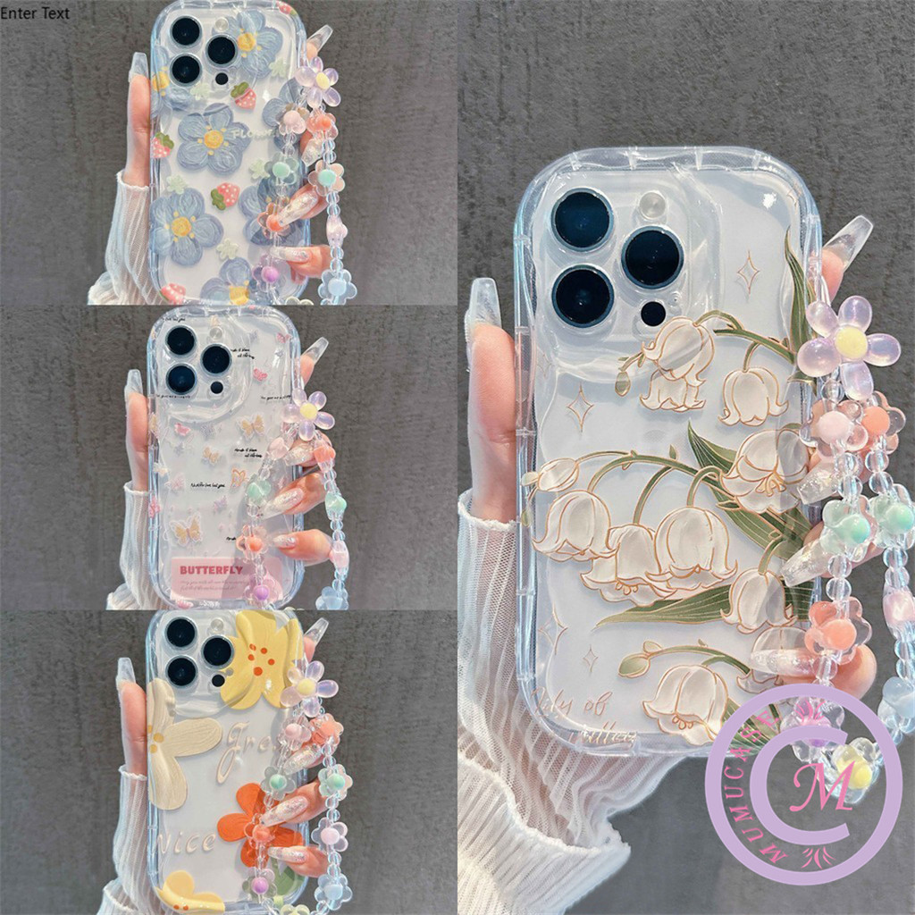 【Casing+Gelang】case VIVO Kupu-kupu bunga dengan rantai Casing ponsel cocok untuk VIVO Y02  Y15S  Y02