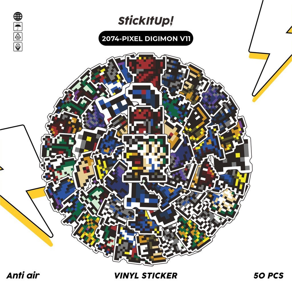 

COD✨ 50 Pcs Stiker PIXEL DIGIMON V11 Lucu Anti Air Untuk Dekorasi Notebook Sepeda Skateboard Handphone DIY