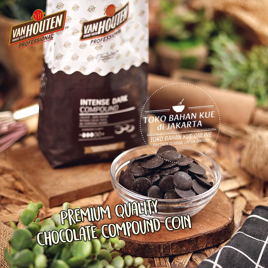 

Van Houten Chocolate Compound 500gr Intense Dark BUTTON Cokelat