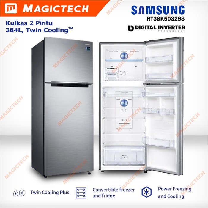 KULKAS SAMSUNG 2 PINTU RT38 RT38K5032S8 TWIN COOLING INVERTER 384L