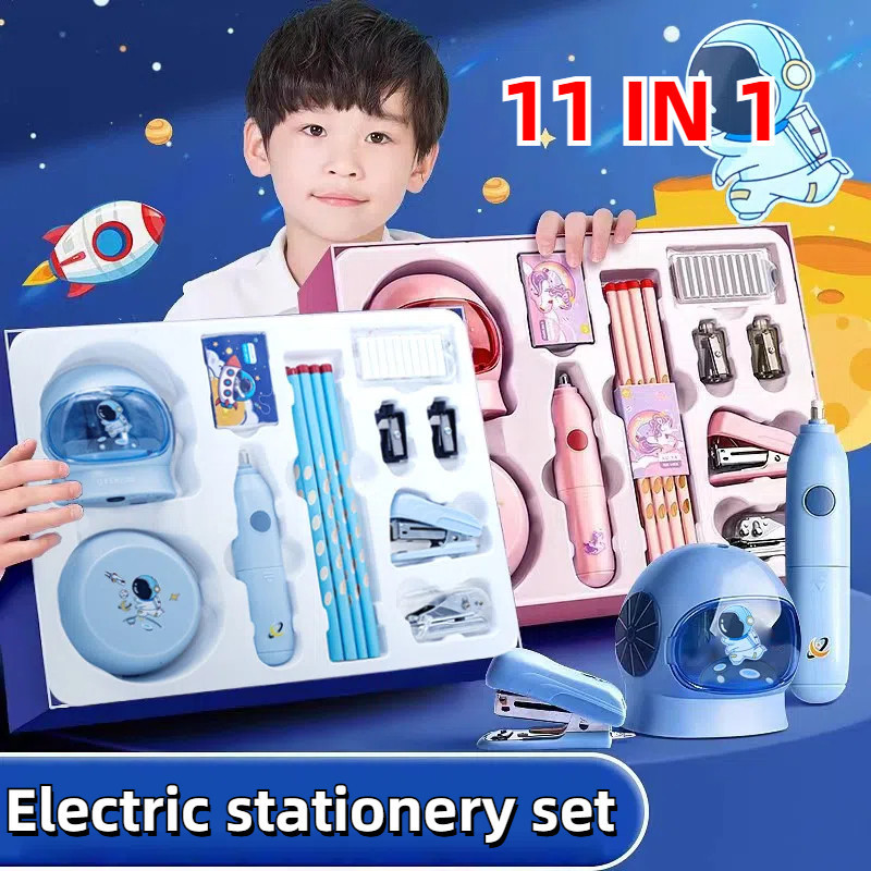 

11 in 1 Set Alat Tulis /Elektrik Rautan Penghapus Vacuum Pensil 11 in 1 /Anak Alat Perkakas Belajar Anak Perempuan Kado