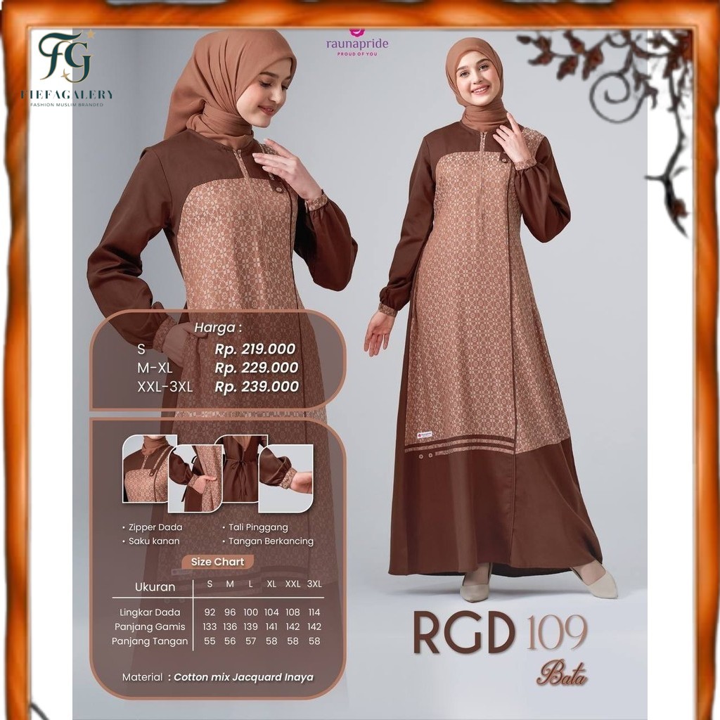 (Fg>)RAUNApride Terbaru/Gamis Wanita Dewasa Terbaru Rgd-109 by Rauna Original/Dress Muslimah Dewasa 