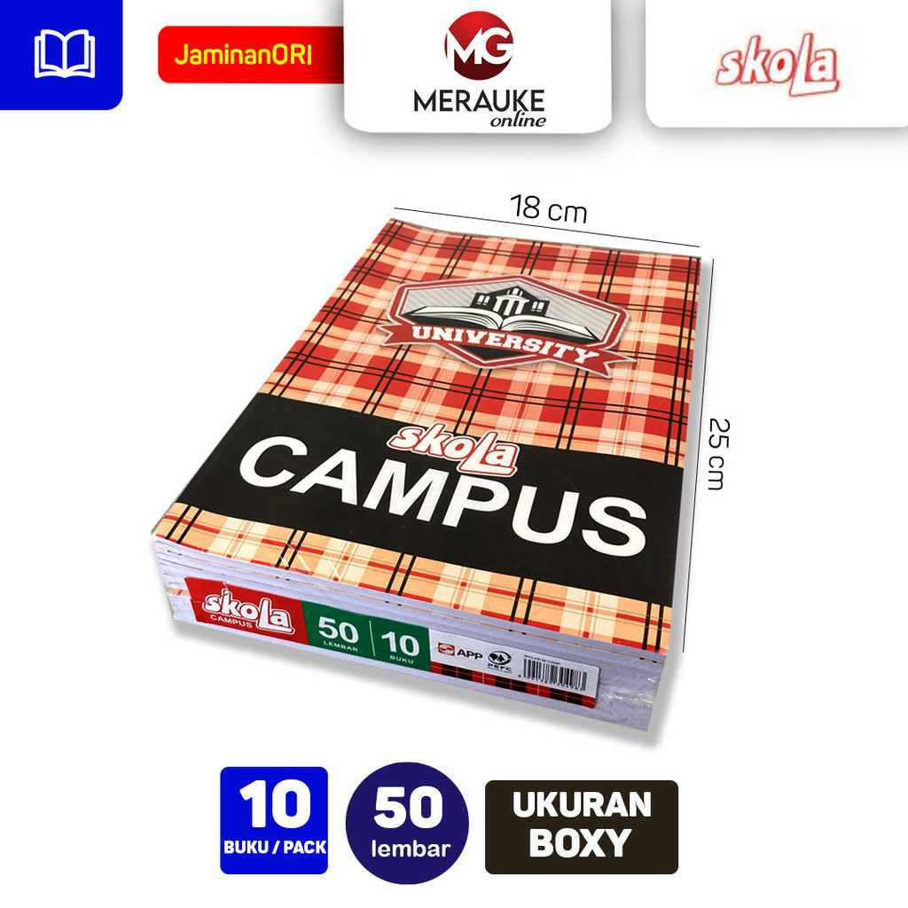 

HJK Buku Tulis Campus SKOLA 50 Lembar (1 Pack Isi 10 Buku)