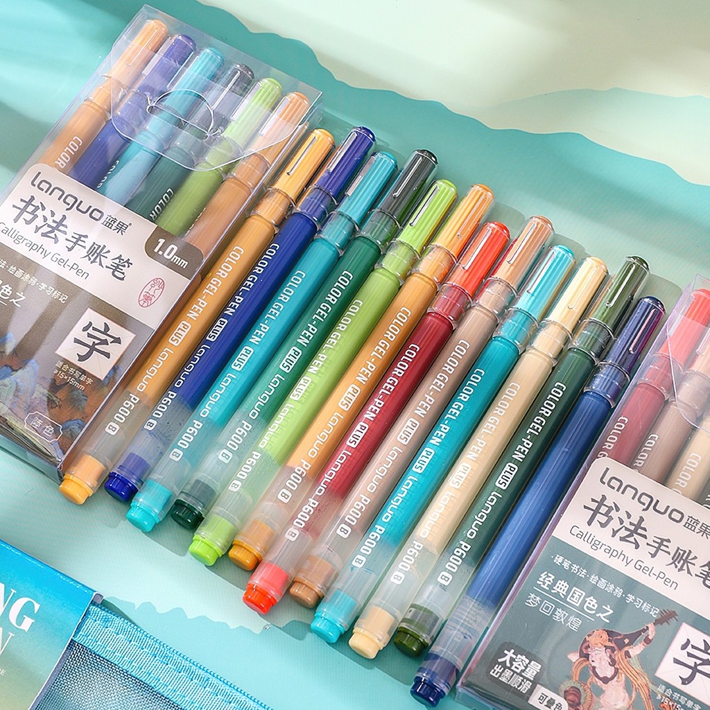 

6pcs Calligraphy Gel Pens Set Bold 1.0mm Ballpoint Multi Color for Writing Drawing Painting Marker School A7720