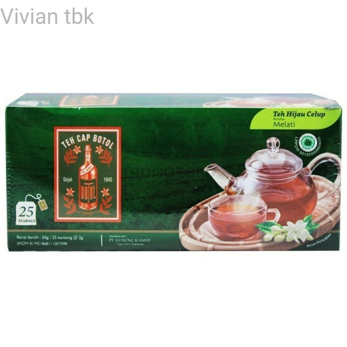 

vv Teh Cap Botol Hijau Celup Aroma Jasmine 25 tea bag @50gr