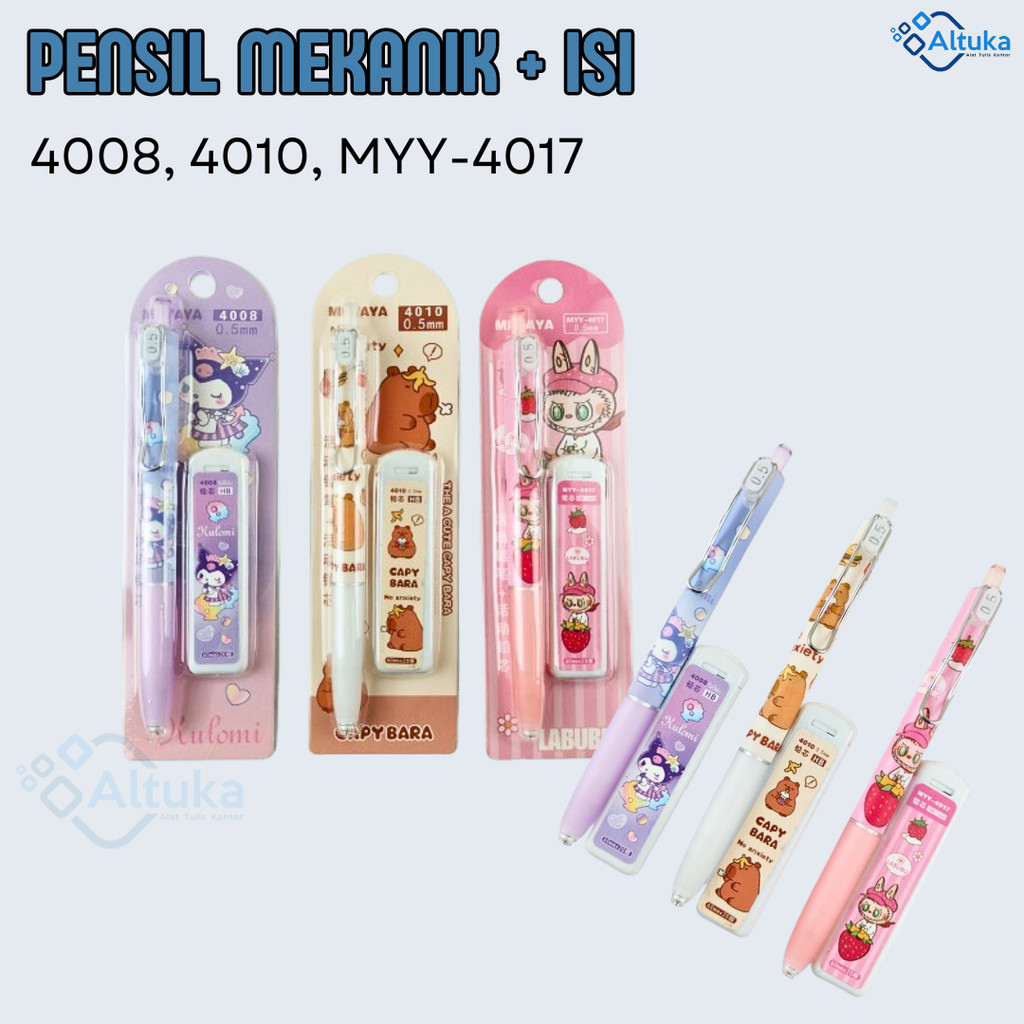 

Mechanical Pencil MI YAYA / Pensil Mekanik + Isi 0.5mm Karakter Lucu 4008, 4010, MYY-4017 Stationery