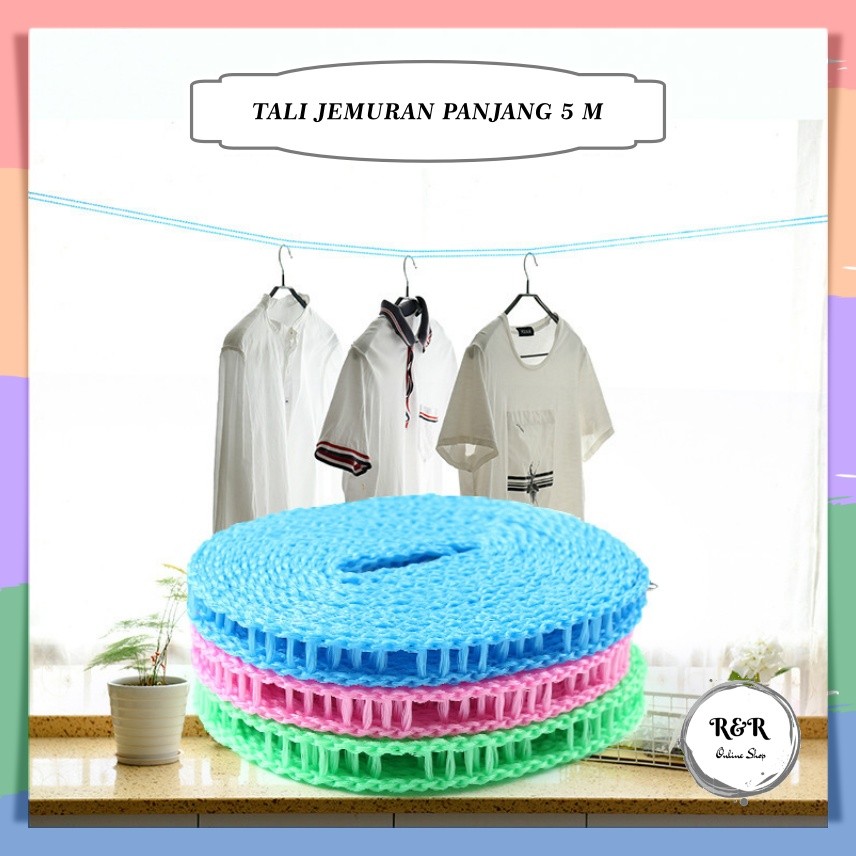 Tempat Jemuran Pakaian Kuat Hanger Baju Gantungan Baju Celana Tali Jemuran Baju 5 meter Murah
