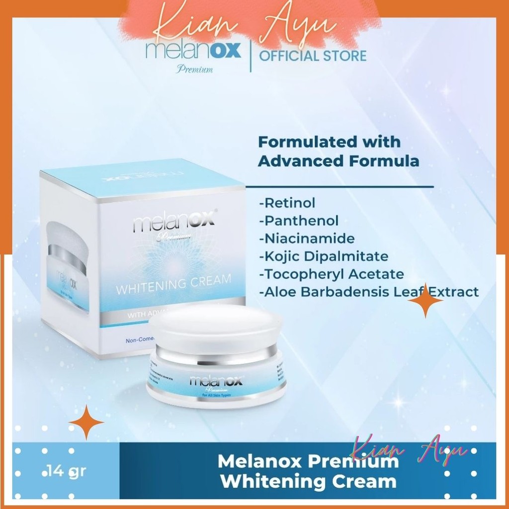 KianAyu* Melanox Premium Whitening Cream 14g | Krim Malam | KrimWajah | Krim Glowing | Mencerahkan