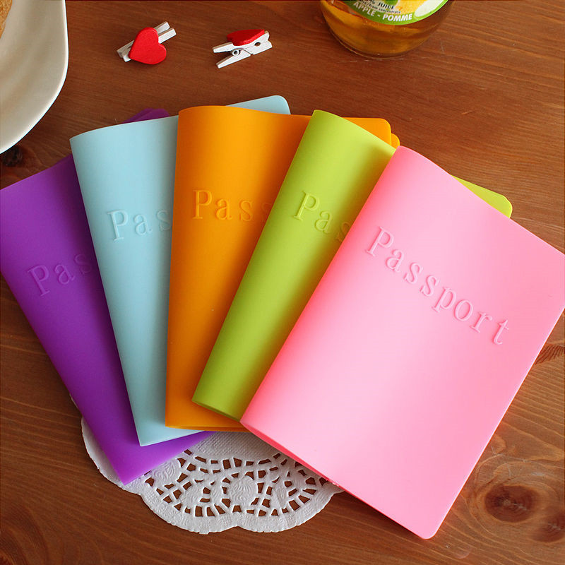 

Business Cards 6 Colors Women Men Passport Holder Leather Bags Passport Cover Silicone Documents Folder