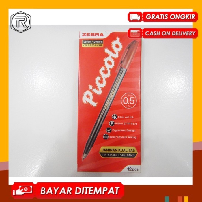 

BALLPOINT, BOLPEN, POLPEN, PULPEN PICCOLO 0.5 ZEBRA HITAM/MERAH/BIRU - Hitam