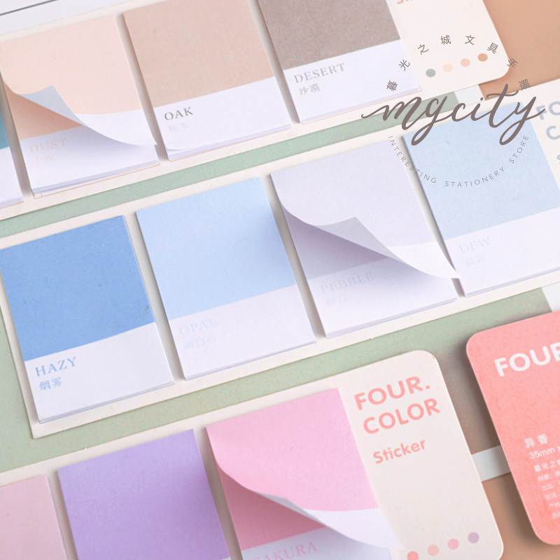 

80sheets Four Color Sticky Notes Index Memo Pad Bookmarks Cute Scheduler Paper Stickers Kids Stationery