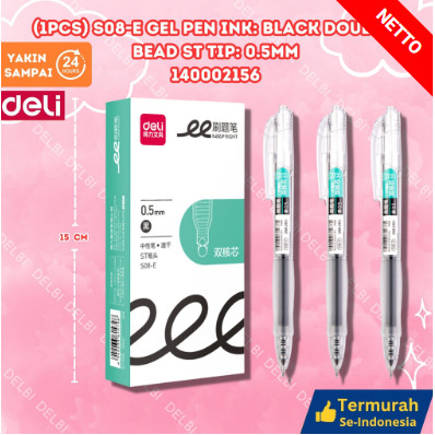 

Pulpen Gel Deli 0.5mm Keep Right Warna Hitam (1pcs) S08-E Gel Pen Ink Black Double-bead ST tip 0.5mm