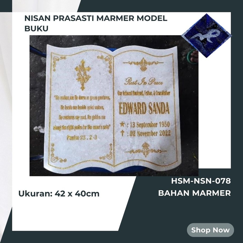 Nisan Prasasti Marmer Model Buku