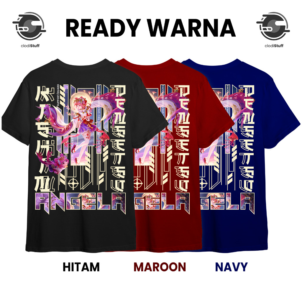 Kaos ANGELA KISHIN DENSETSU Mobile Legends Lengan Pendek Hitam Cotton Combed 30s Skin Hero ML MLBB