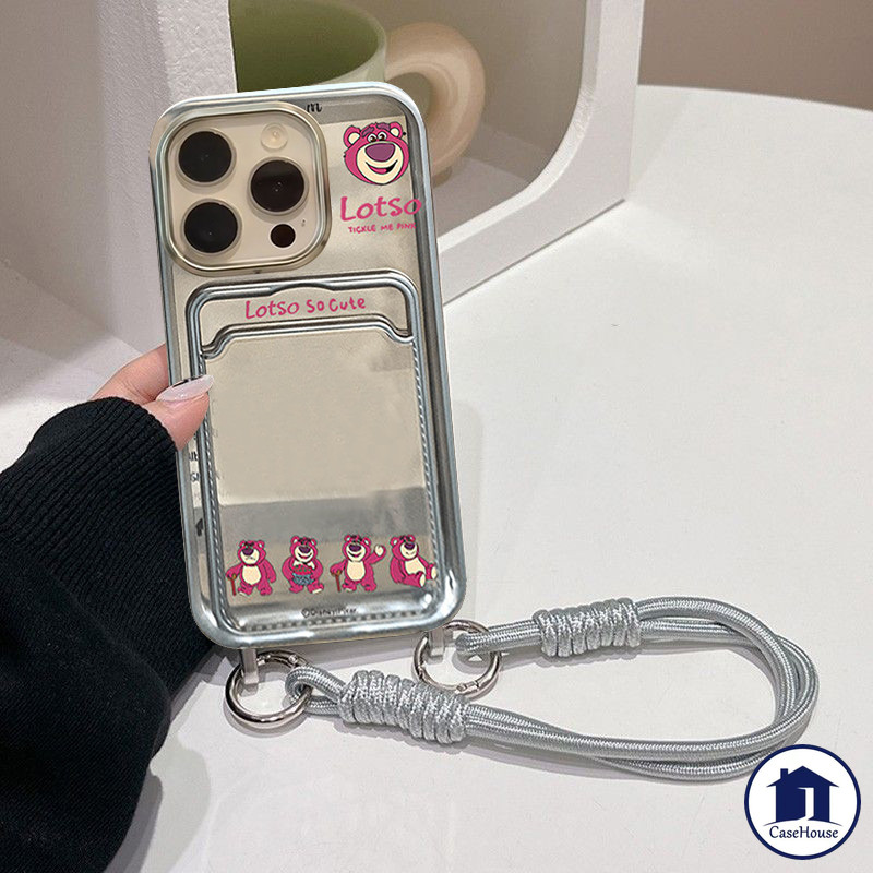 Casing Pemegang Kartu Kredit Lotso Yang Lucu Dengan Lanyard Kompatibel untuk iPhone XR 13 14 11 12 1
