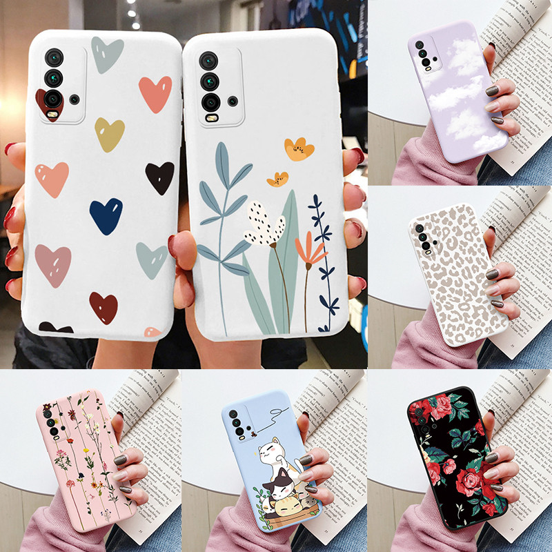 Heart Flower Case For Redmi 9T Phone Cover Cute Silicone Shockproof Soft Coque For Redmi 9T 9 T Redm