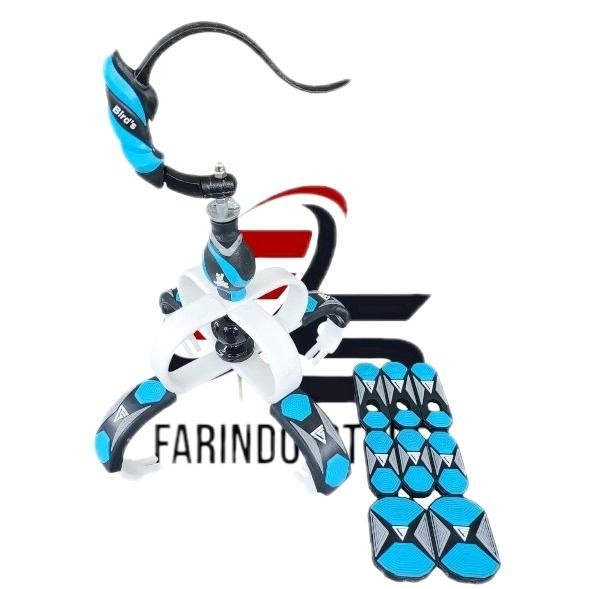 Fulset Mahkota Cakram Sangkar Murai Motif CS Biru Muda Lengkap dengan Gantungan, Pion, dan Stopper