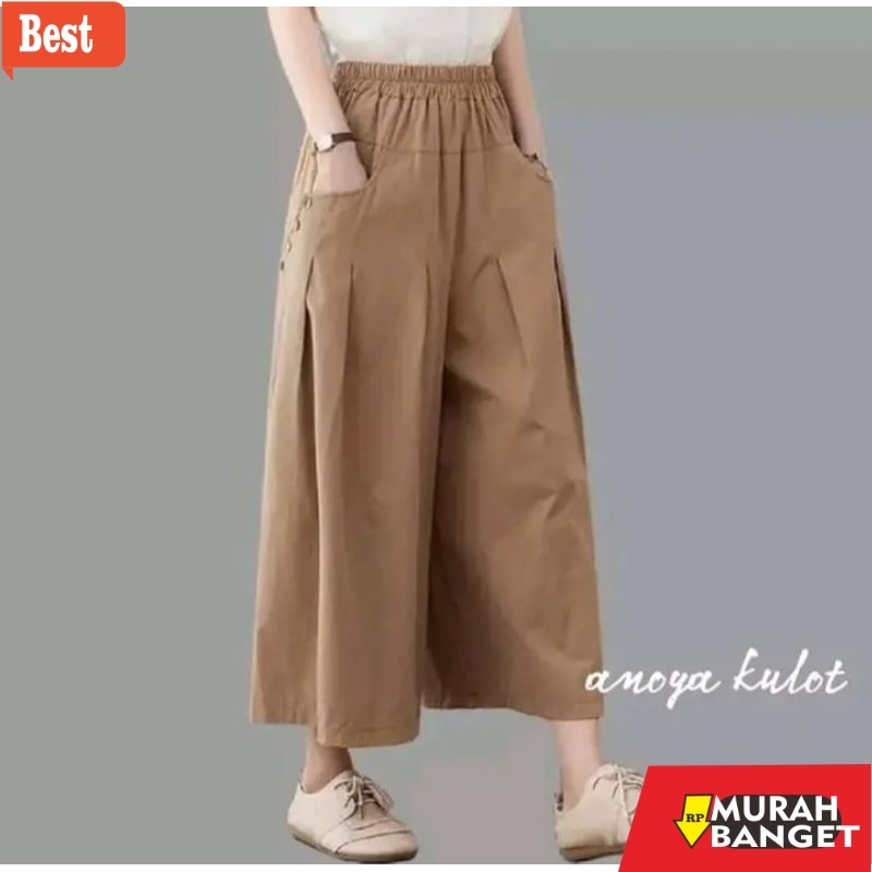 celana kulot wanita terbaru Celana Kulot Anoya Pants Panjang Oversize Highwast Jumbo Polos Kekinian 