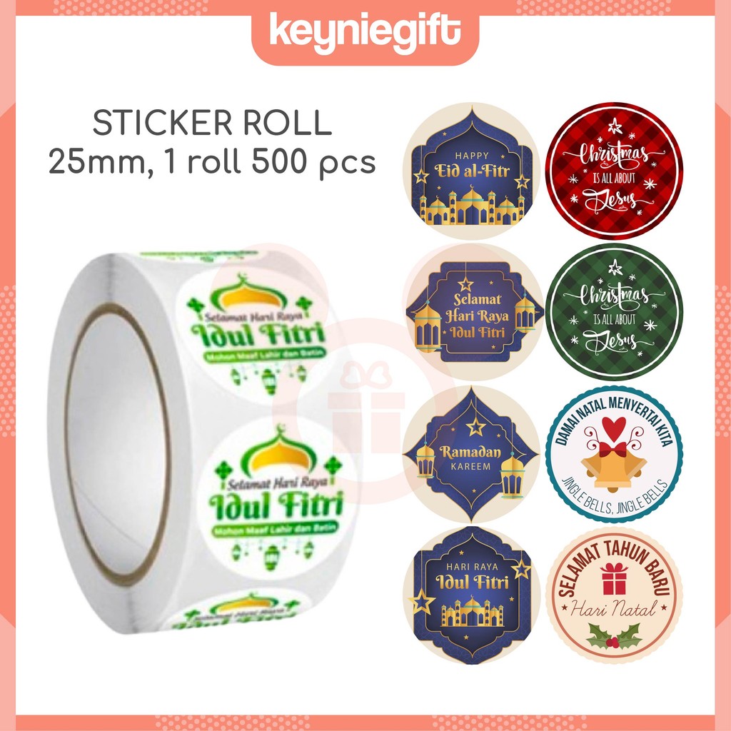 

1 Sticker Roll 500pcs Event Stiker Lebaran Idul Fitri Ramadhan Christmas Hampers Packing SS001