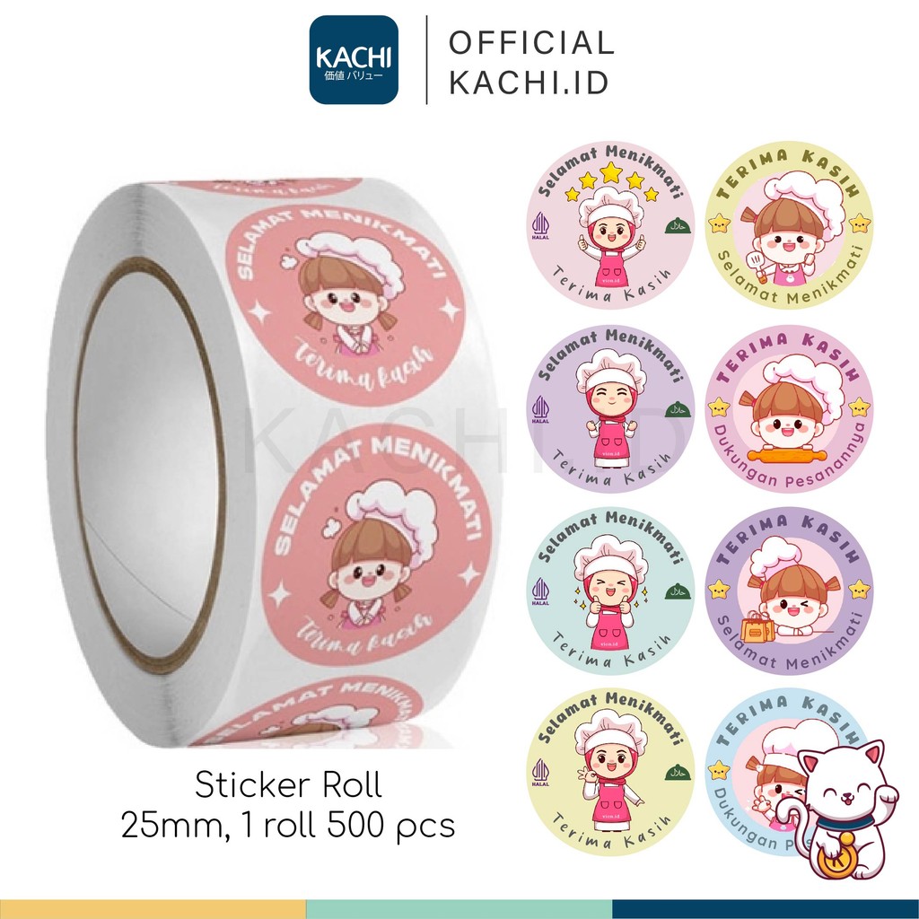 

KACHI - Sticker Roll Thank You Isi 500 Pcs Stiker Terima Kasih Warna Adhesive Seal Label 25mm SS001