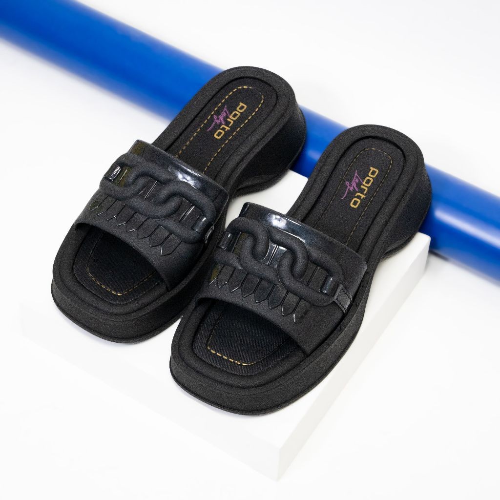 PORTO GMX-3 - Sandal Selop Wanita Dewasa Sendal Porto Lady Wedges Flatfoarm Kekinian jelly Empuk