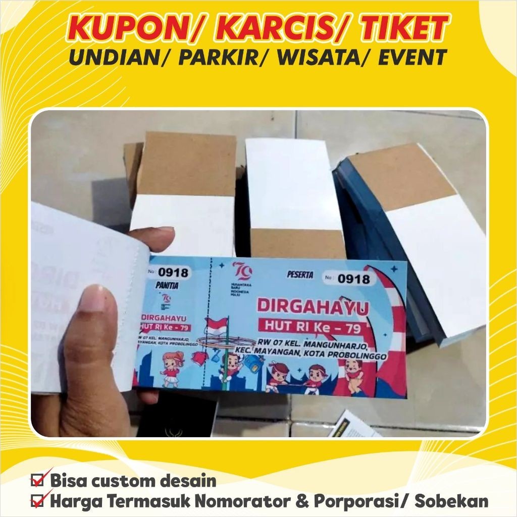 

COD Kupon Undian Karcis Parkir Kupon Jalan Santai Tiket Karnaval Tiket Wisata Tiket Event Murah