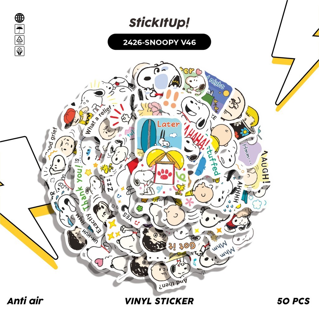 

COD✨ 50 Pcs Stiker SNOOPY V46 Lucu Anti Air Untuk Dekorasi Notebook Sepeda Skateboard Handphone DIY
