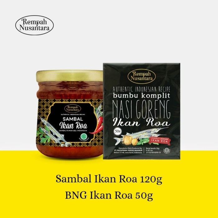 

New[Promo] SAMBAL IKAN ROA 120 GR & BUMBU NASI GORENG ROA REMPAH NUSANTARA 50 GR