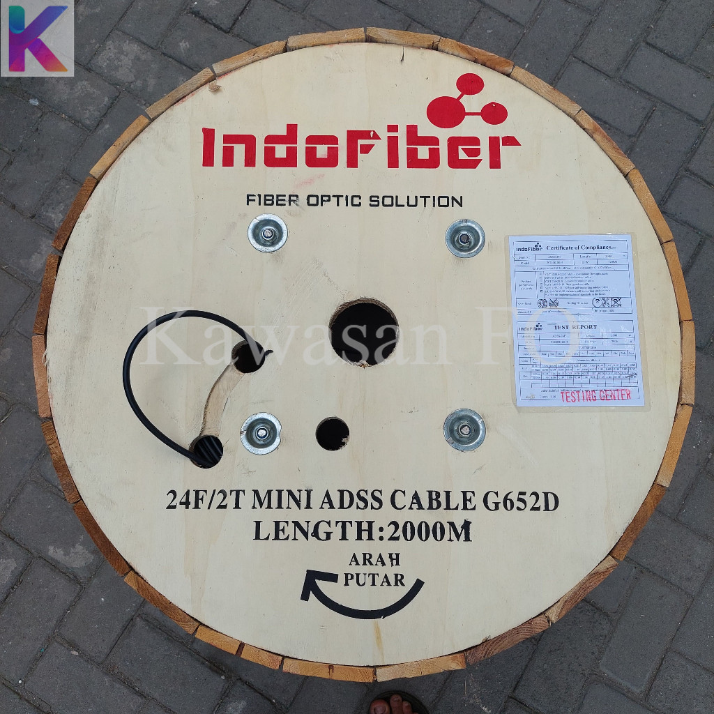 KU 24 Core Mini ADSS / Kabel Mini ADSS 24 Core 2 Tube Span 100 G652D INDOFIBER 2KM