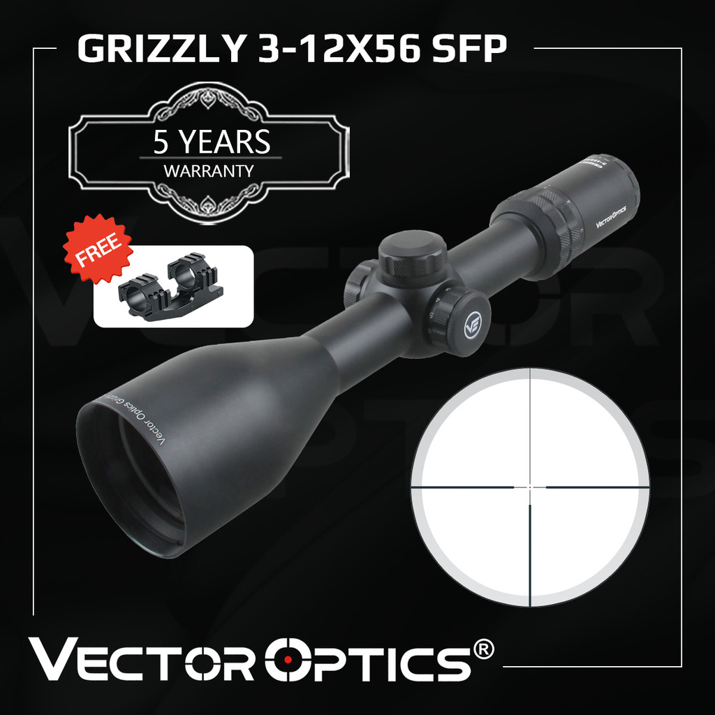 Vector Optics Grizzly 3-12x56 Riflescope Hunting 3-12x 56mm Rifle Scope German #4 Glass Reticle With
