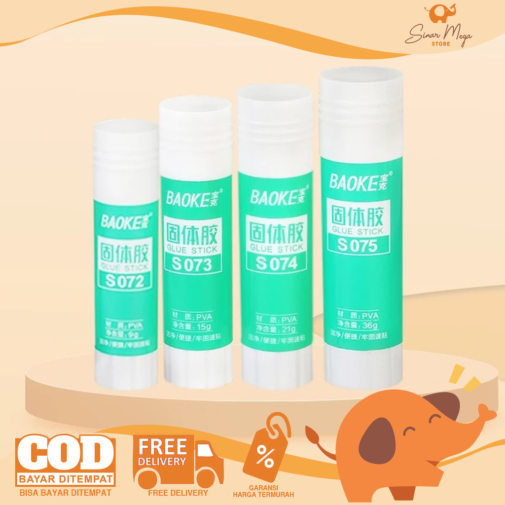 

BAOKE Glue Stick Paper - Lem Kertas Batang PVA Perekat Kuat 9g/15g/21g/36g Murah Berkualitas