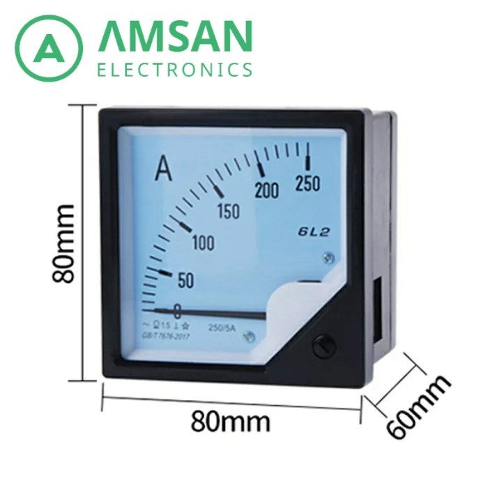 Ampere Meter Analog Ammeter 6L2-A 30A 50A 100A 200A 80x80 80mm 5-600V