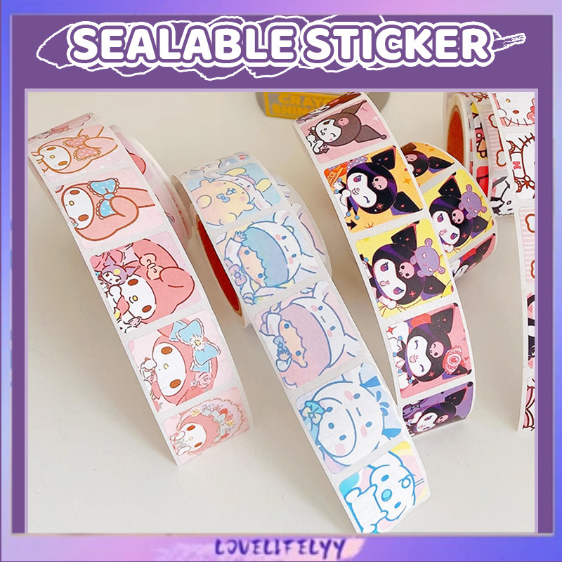 

Stiker gulung kartun lucu stiker penyegel bentuk persegi dekoratif kreatif