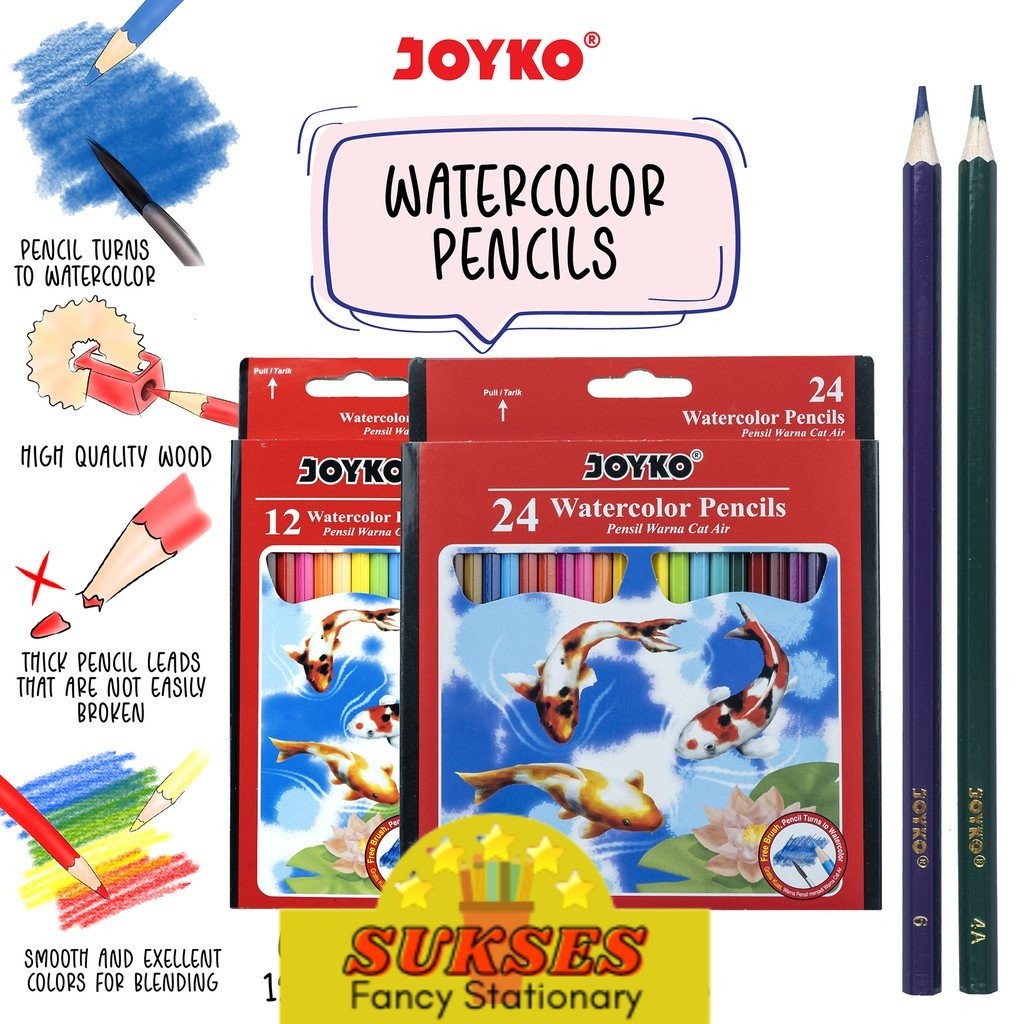 

Joyko WCP 110 Watercolor Pencils Hexagonal Grip, Pensil Warna Cat Air