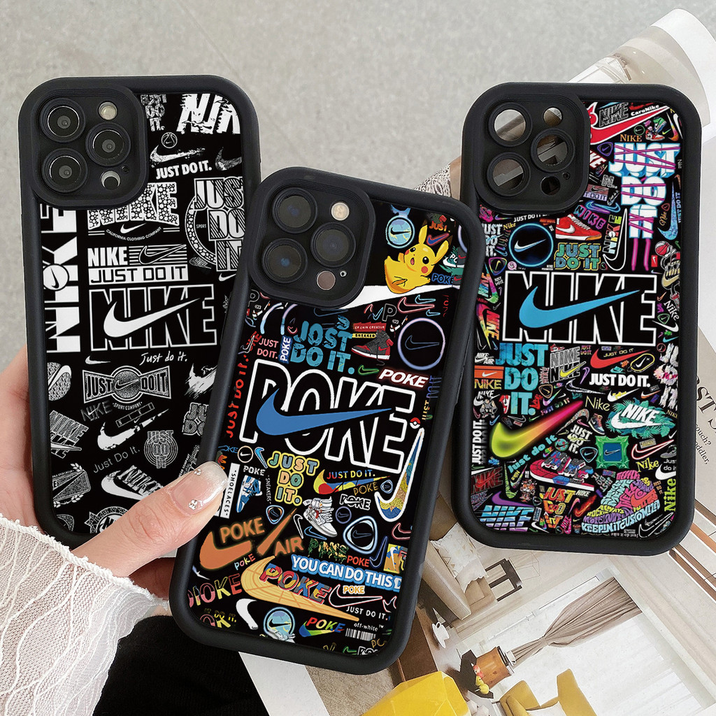 Untuk Case NIKE Graffiti Brand Label Fashion Black Soft OPPO Reno 5 4 6 8T 5F 4F A16 A58 A18 A54 A5S