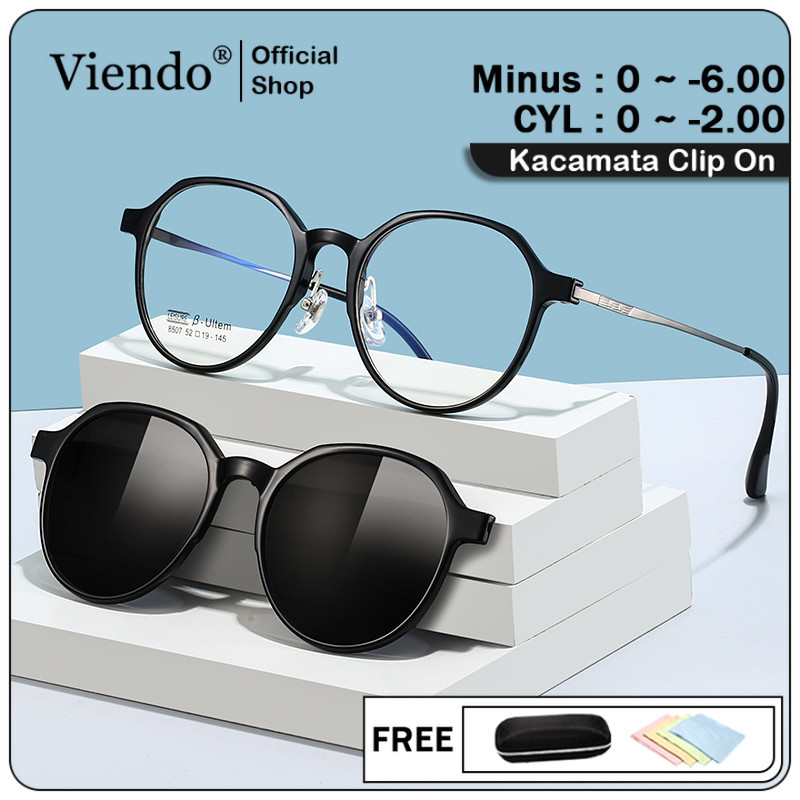 Viendo Kacamata Clip On Minus Wanita Pria Photocromic Anti Blueray Bluecromic Kaca Mata Optik