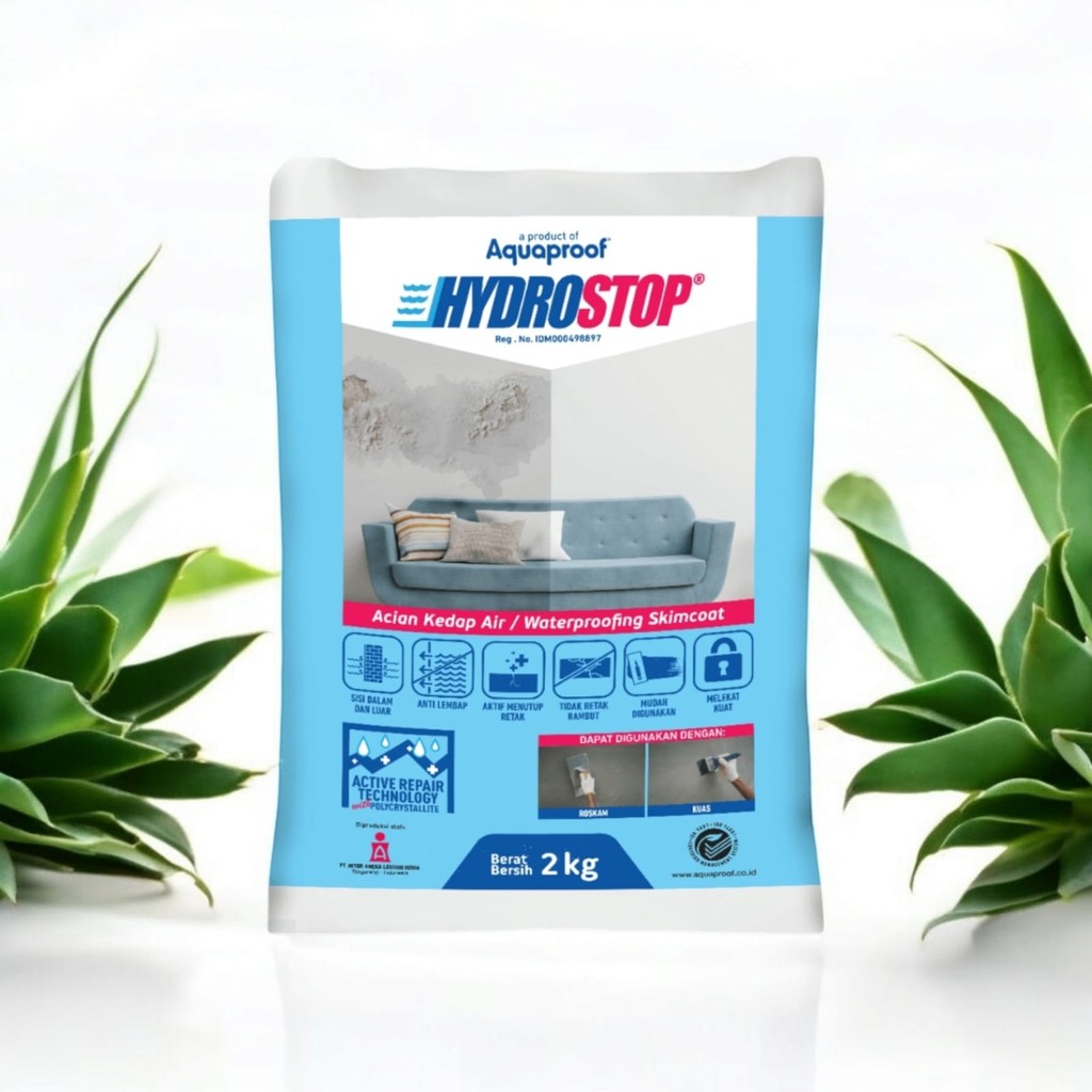 Hydrostop acian kedap air 2 kg (abu abu), Hydrostop acian kedap air