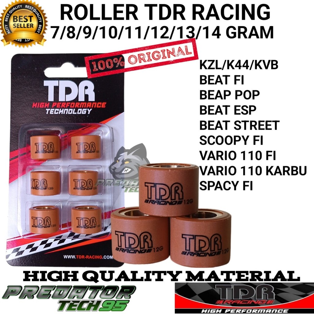 ROLLER TDR RACING ORIGINAL (3 PCS) 7 8 9 10 11 12 13 14 GRAM HONDA BEAT FI STREET POP ESP SCOOPY FI 