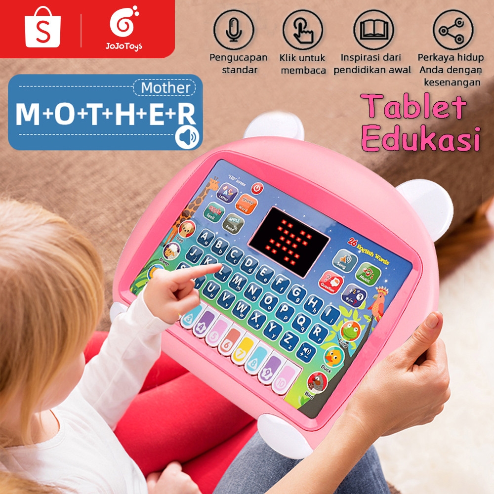 JOJOTOY Mainan Tablet Musik Piano Anak Tablet Edukasi Anak Mainan Tablet Belajar Huruf Laptop Mainan