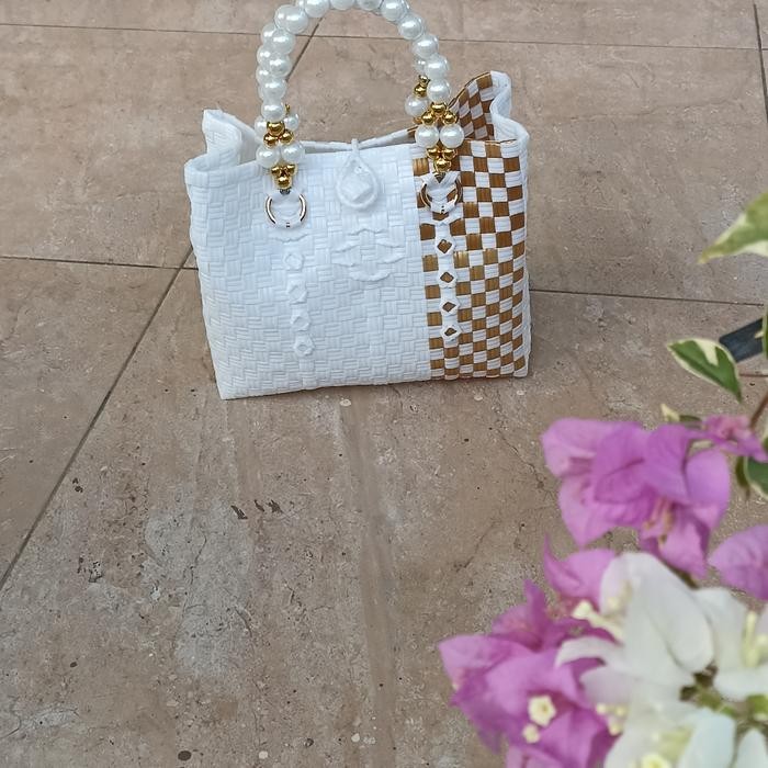 Promo Tas Anyaman Plastik Jali Tali Mutiara - Kuning terlaris