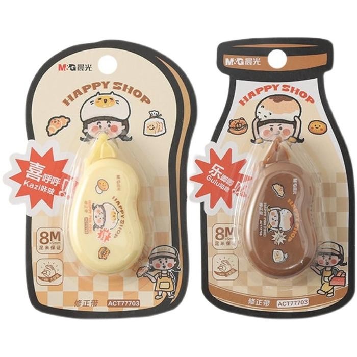 

TERLARIS! Correction Tape M&G Happy Shop 8m Alat Tulis Senang - Coklat