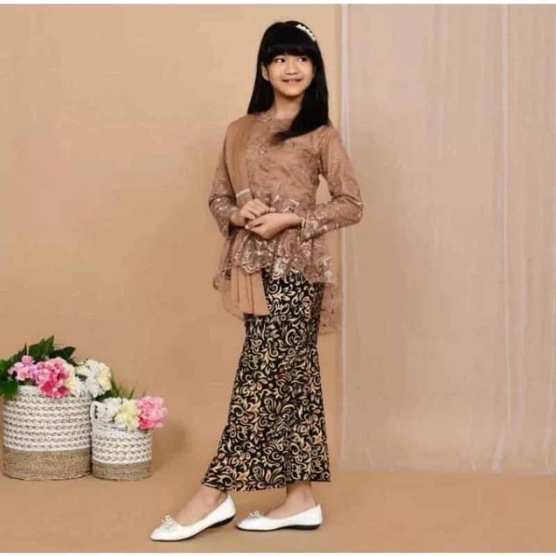 () kebaya aurora anak baju brokat anak umur 3-12th kebaya anak perempuan pakaian pesta anak baju ana