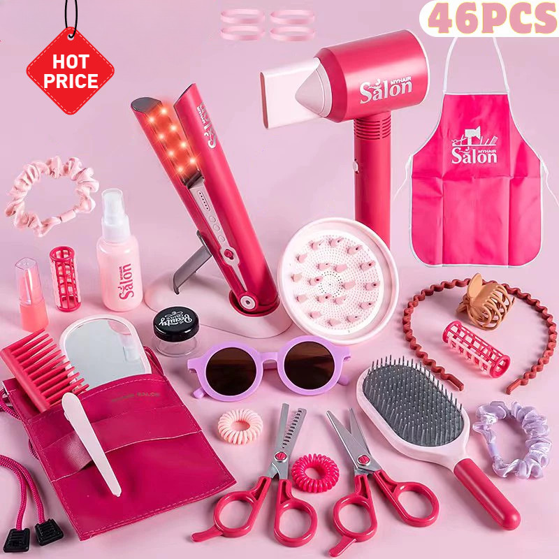 46Pcs Mainan Salon Kecantikan Anak Fashion Girl Mainan Salon Salonan Make Up Anak