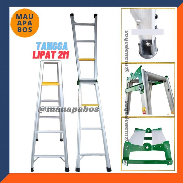 Tangga Lipat Aluminium 2 Meter / tangga lipat multifungsi 200 cm - 2 Meter