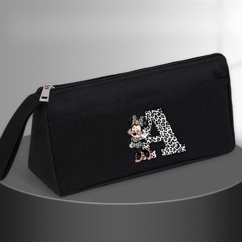 

Disney Minnie New Oxford Girl Pencil Case 26 Letter Print Double Layer Stationery Box Solid Color Pencil Bag School Supplie Gift