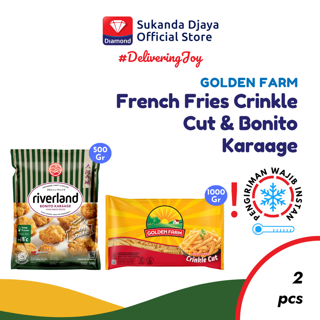 

Riverland Chicken Bonito Kaarage 500 Gr + Golden Farm CrinkleCut 1 Kg