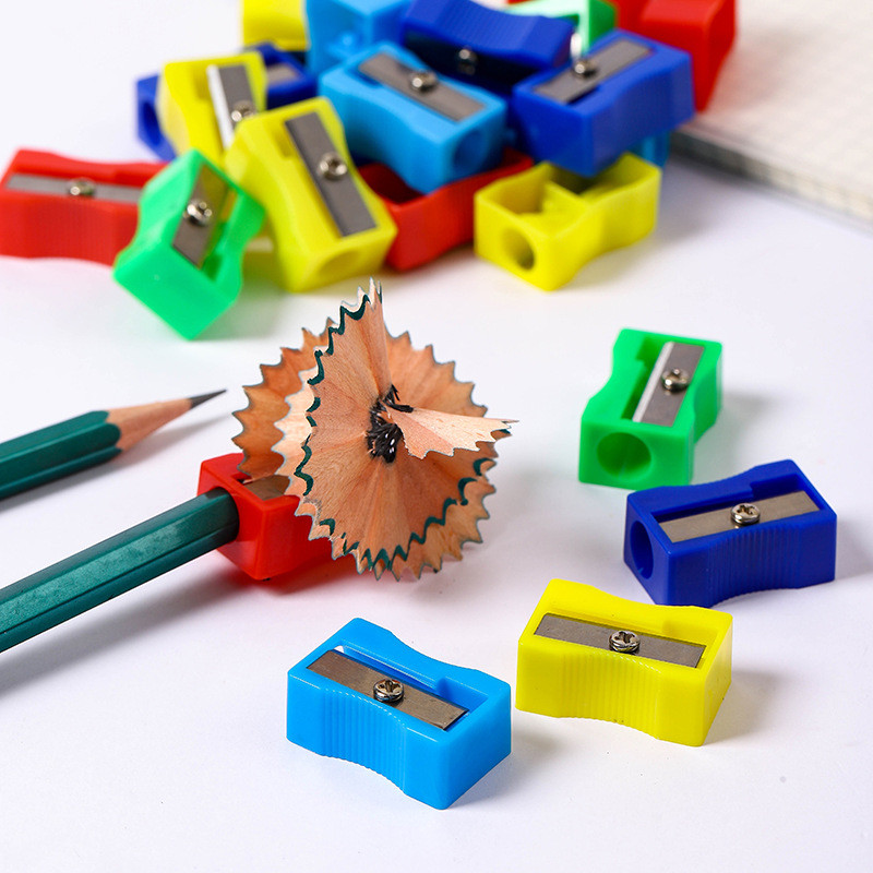 

10pcs Mini Pencil Sharpener Plastic Color Single Hole Rectangular Shape Bulk School Supplies Manual Pencil Sharpener