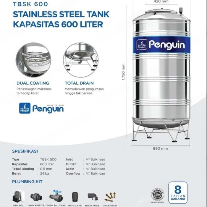Tangki Air Stainless Penguin TBSK 500 liter - toren tandon Pinguin [terlaris]