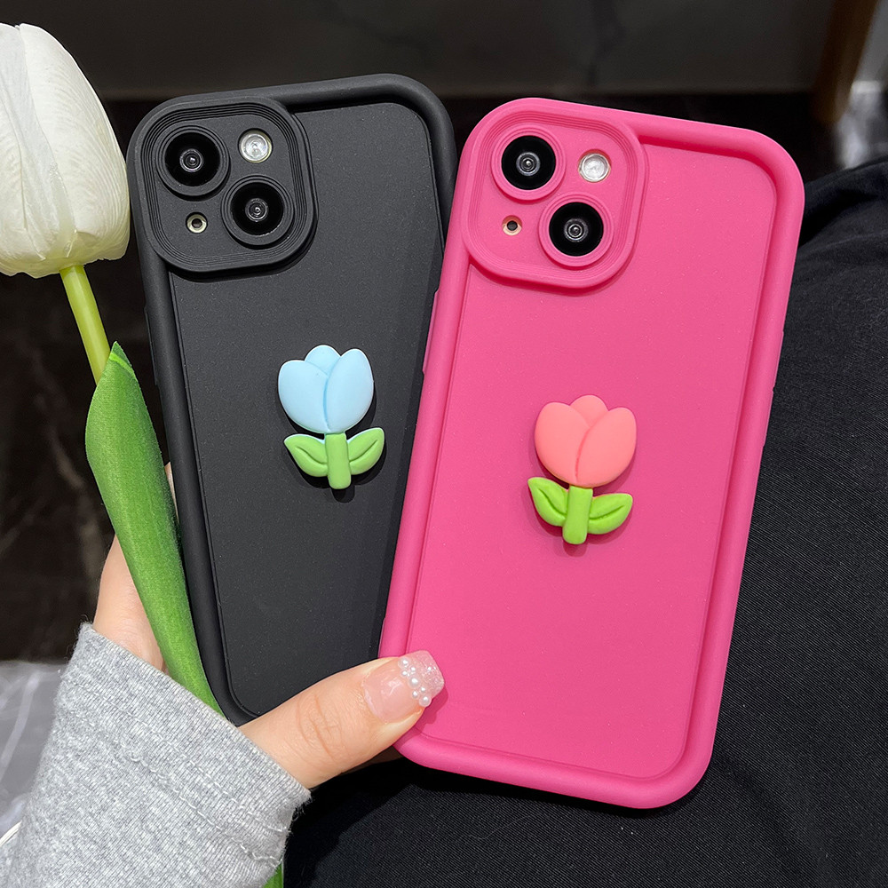 Bunga 3D DIY For IPhone 11 13 15 14 12 16 Pro Max XR X XS Max SE 2020 Soft Case